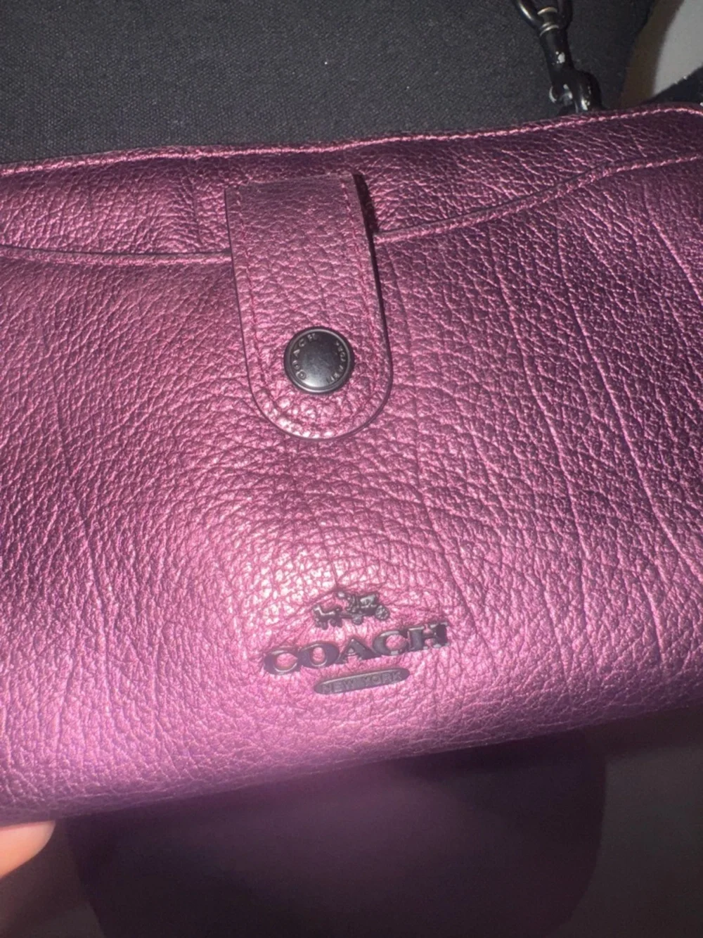 COACH Metallic Plum Crossbody Wallet - Picture 2 of 10